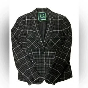 Wonder Plaid Jacket Size 10 with zippers on sleeves and pockets heavy duty